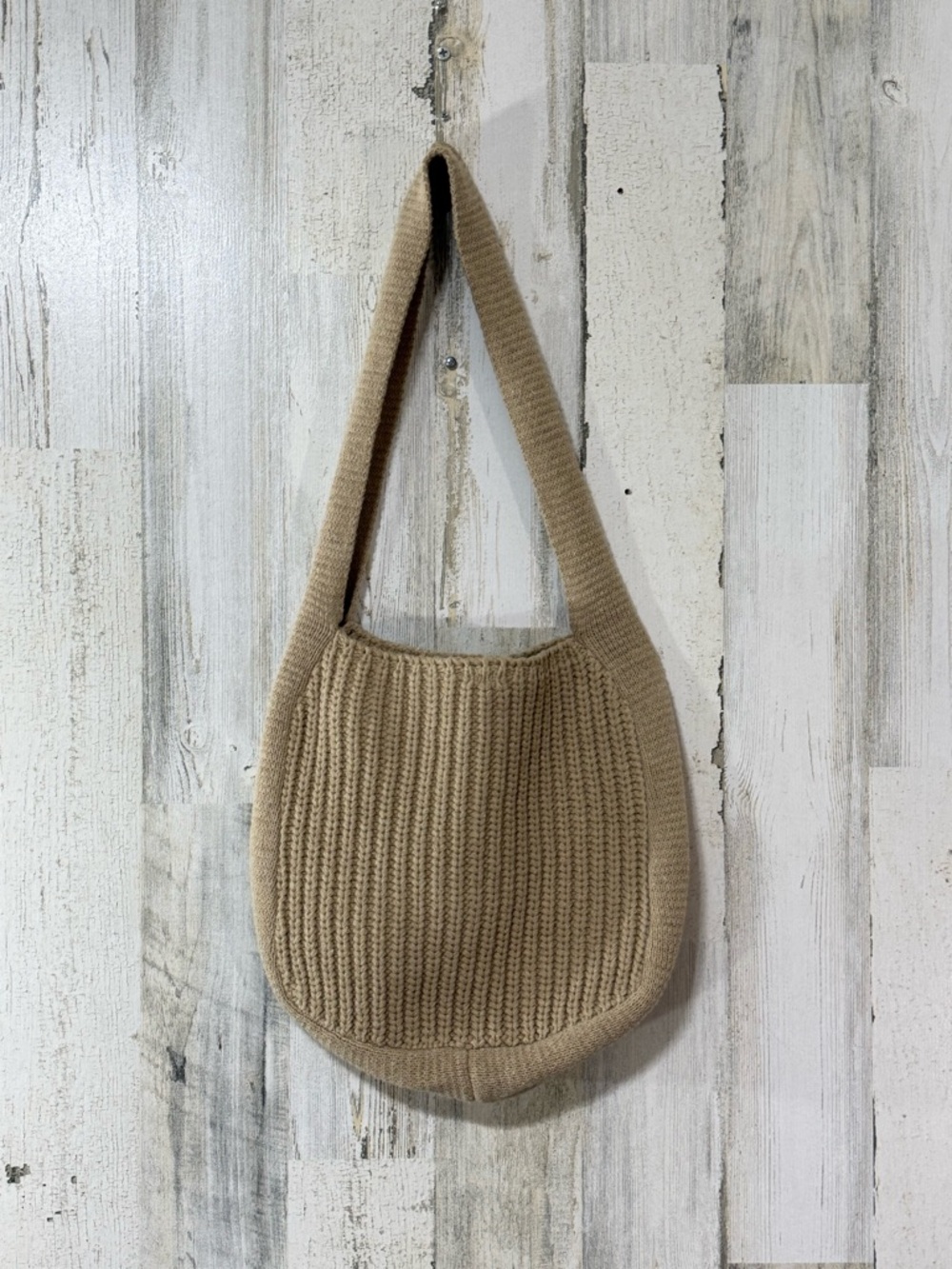 Knit Shoulder Bag Beige - Women's Casual Shoulder Purse